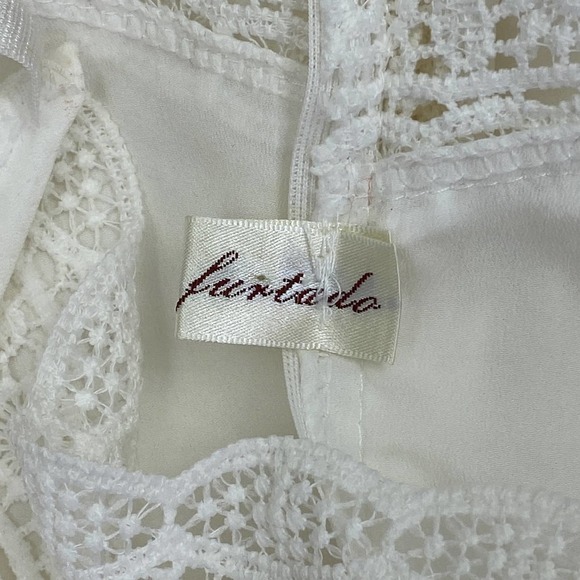 FURTADO Solid White Lace Trim Cold Shoulder Short Sleeve Mini Romper Size Small - Picture 13 of 16
